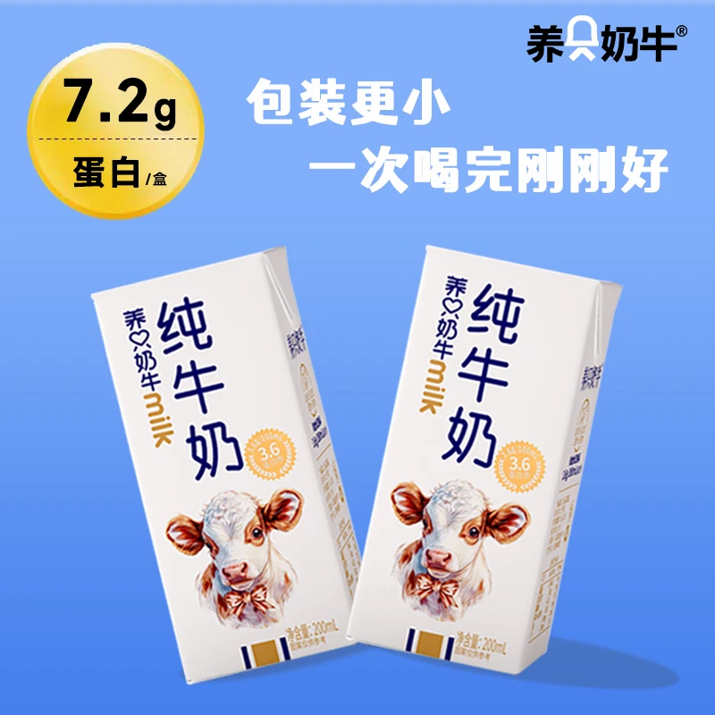 养只奶牛 养只奶牛3.6蛋白200ml*12*2箱高钙纯牛奶早餐营养生牛乳