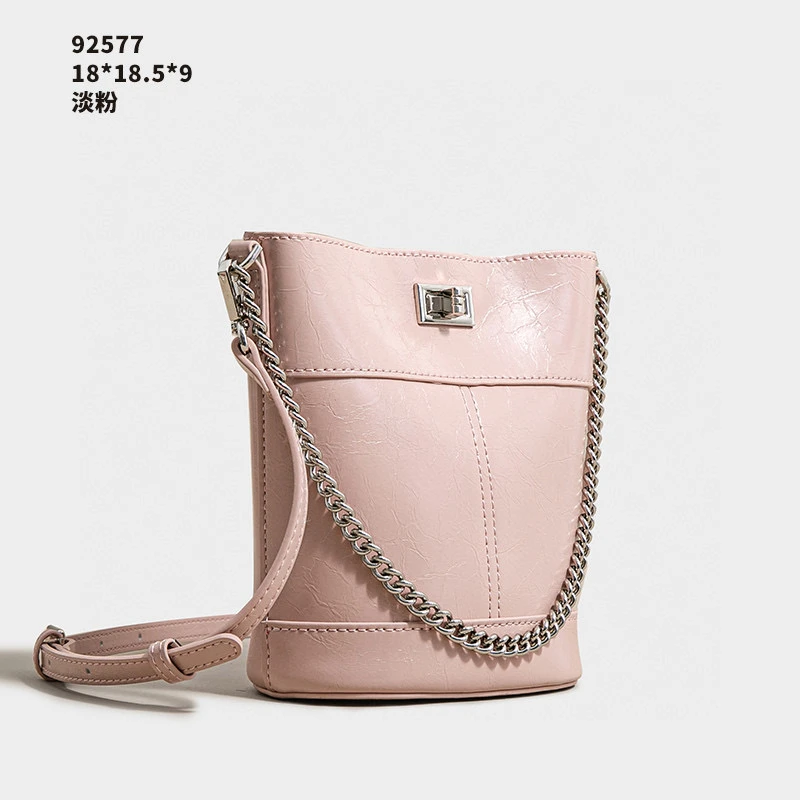 【佐伊甄选】SK-92577-淡粉轻奢女士经典小众斜挎斜跨包包单肩拼色