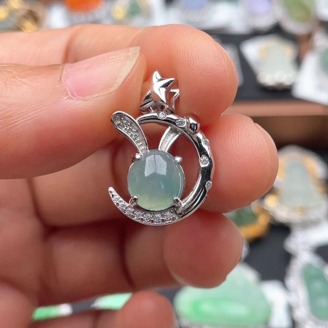 翡翠银S925镶嵌吊坠(不含链)