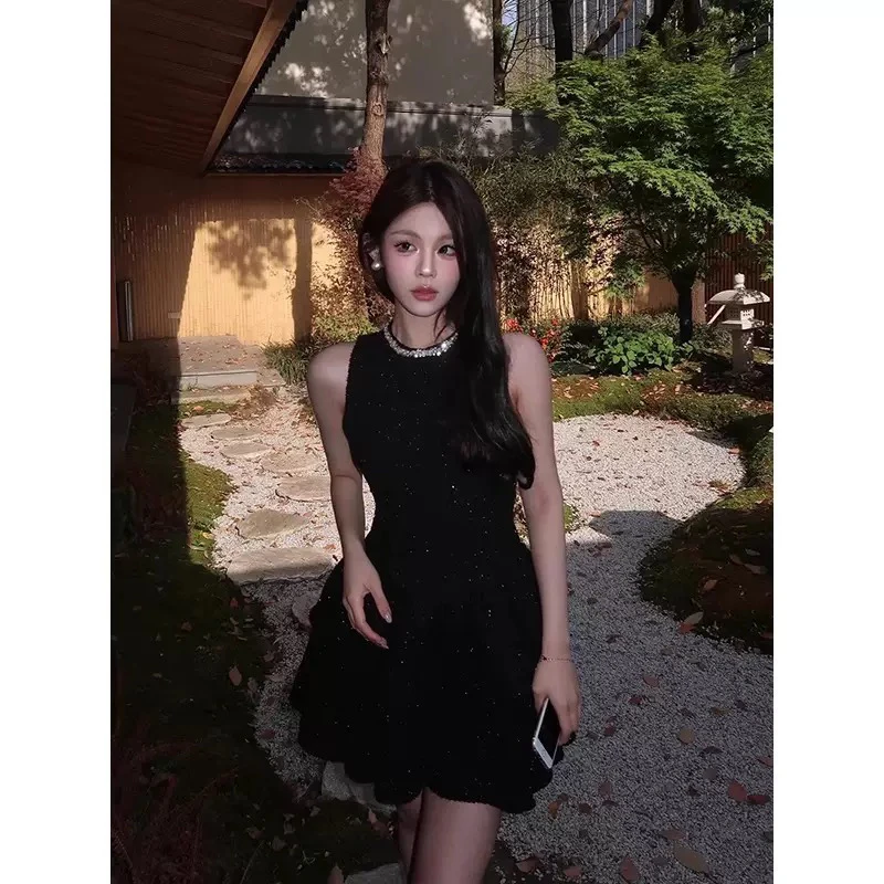 夏季法式气质高级感收腰绝美辣妹小黑裙女装生日礼裙