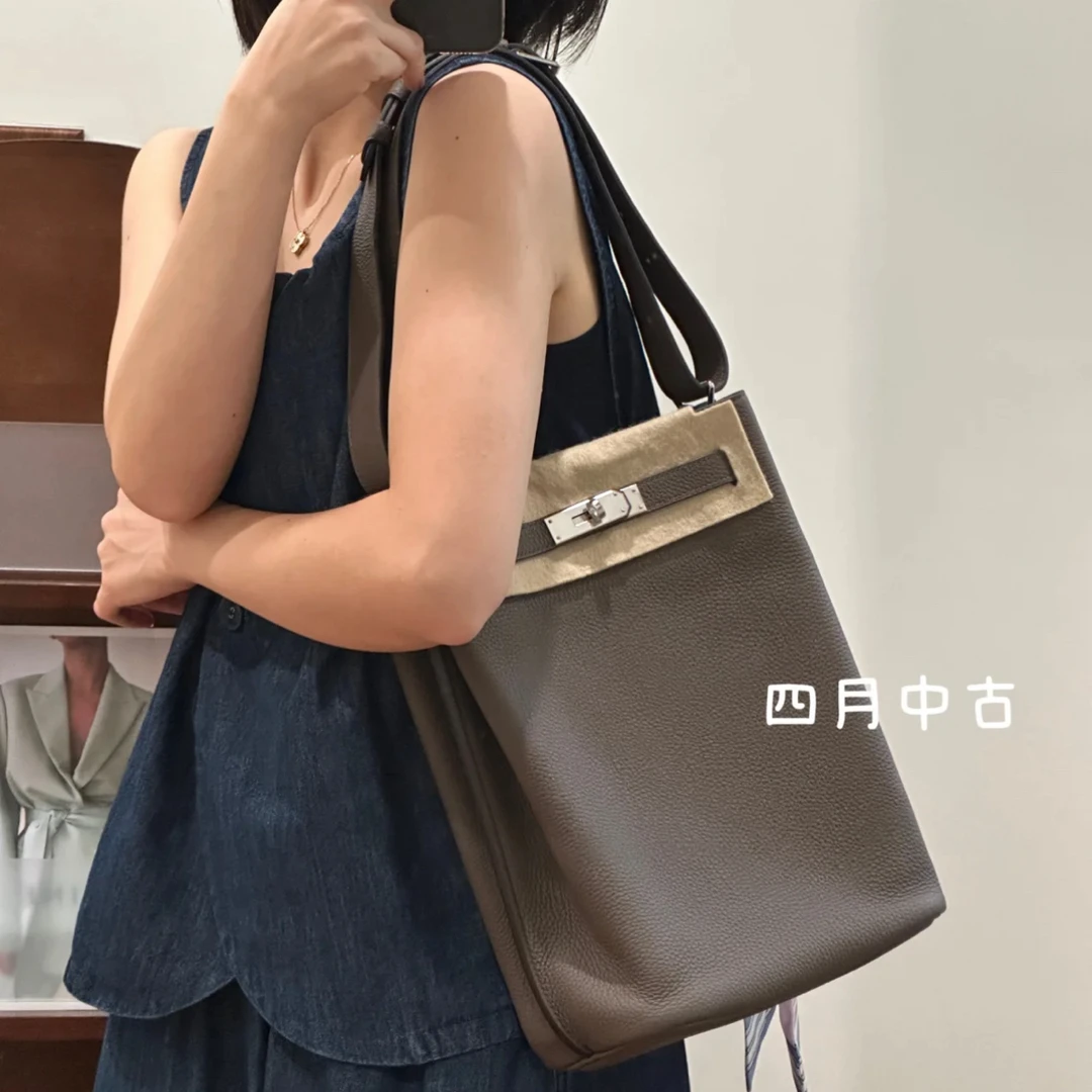 95新 Hermes/爱马仕 鼹鼠灰so kelly22包 X刻 52023