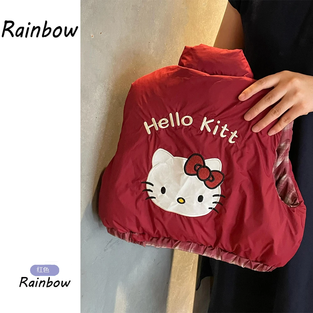 女童棉衣冬装2025新款女孩洋气可爱卡通kt猫立领马甲宝宝保暖外套