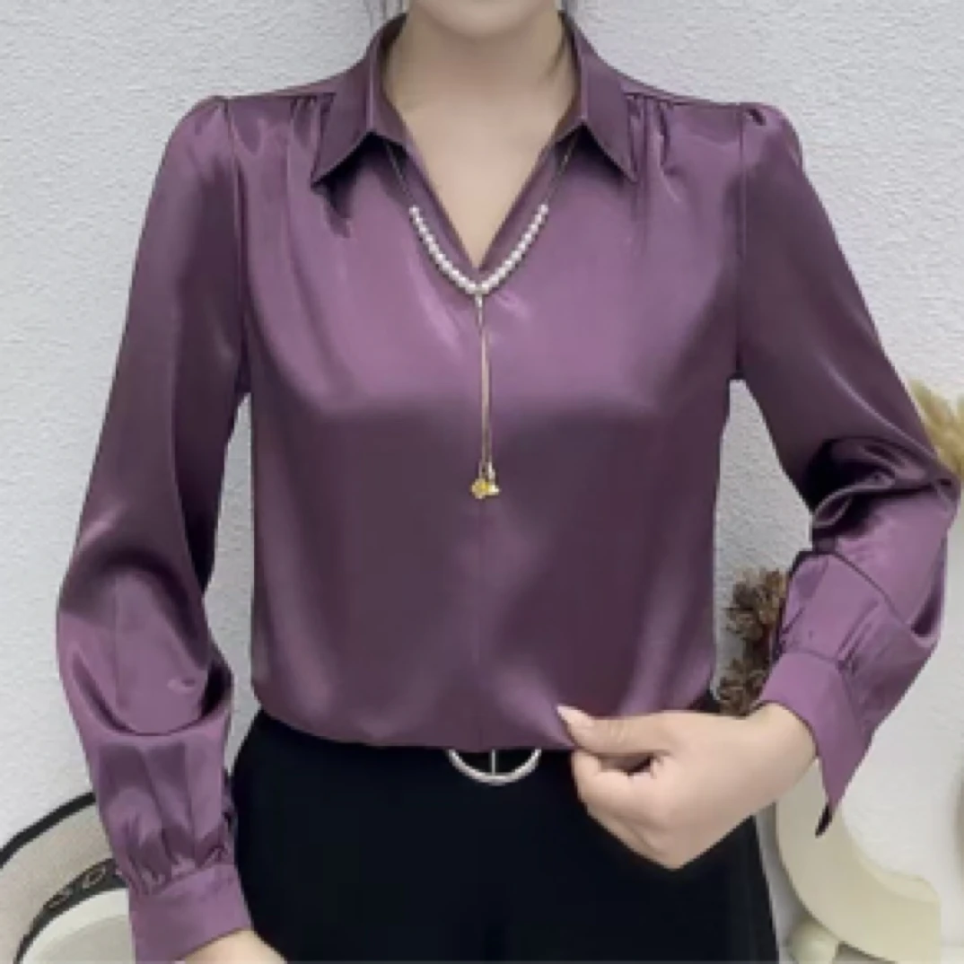 春季新款时尚百搭长袖女士衬衫气质显瘦设计感上衣