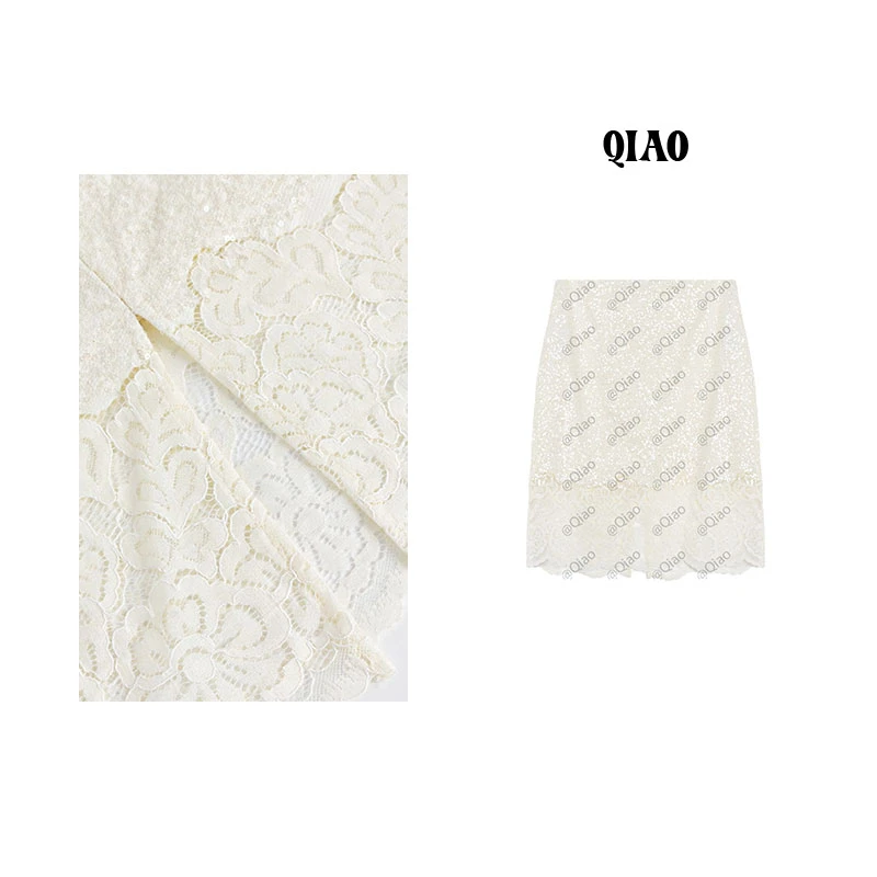 QXQT「梦境之语」【店主自制】荞荞春季新款蕾丝花边开叉包臀半身裙女