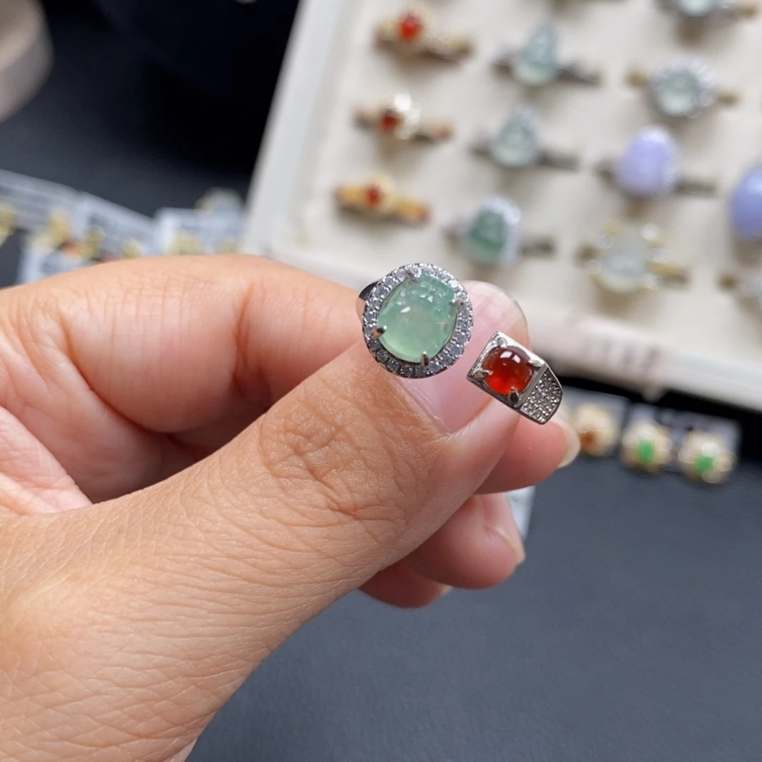 翡翠银S925镶嵌戒指