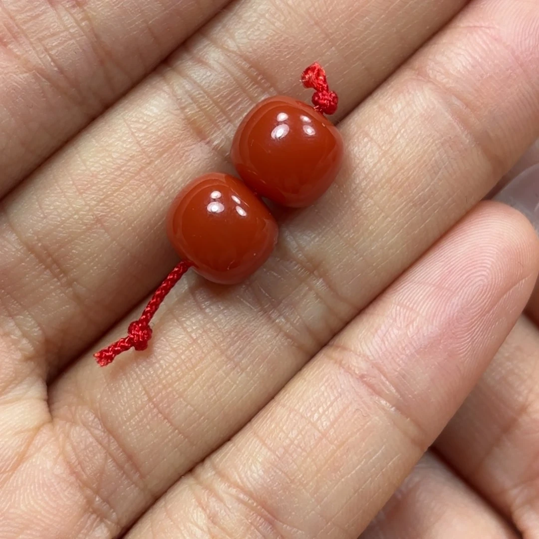 未镶嵌一对10➕老型珠子南红玛瑙