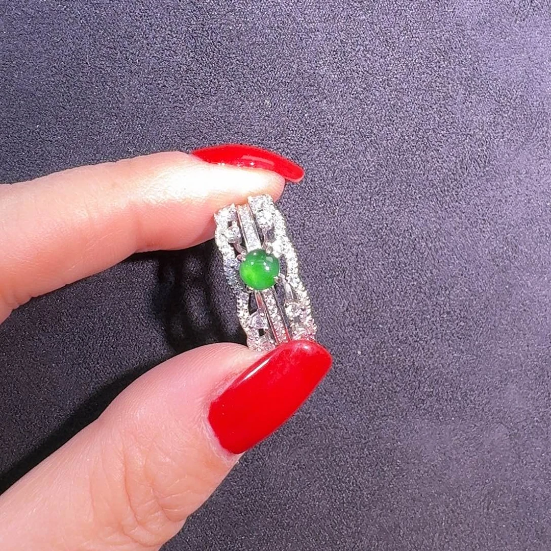 翡翠银S925镶嵌戒指戒指