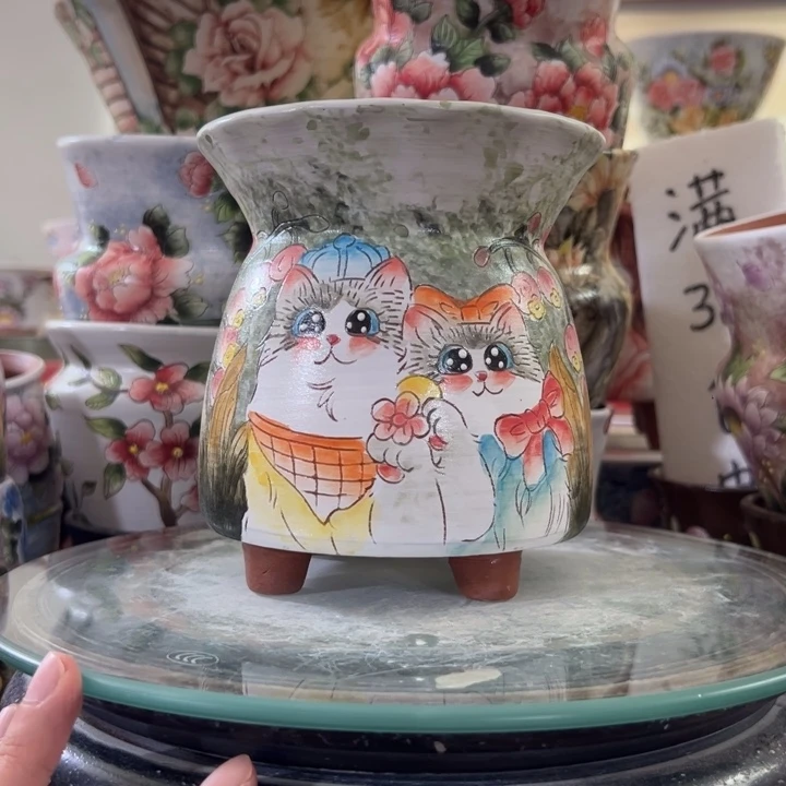 景德镇手绘花盆满38包邮偏远地区除外