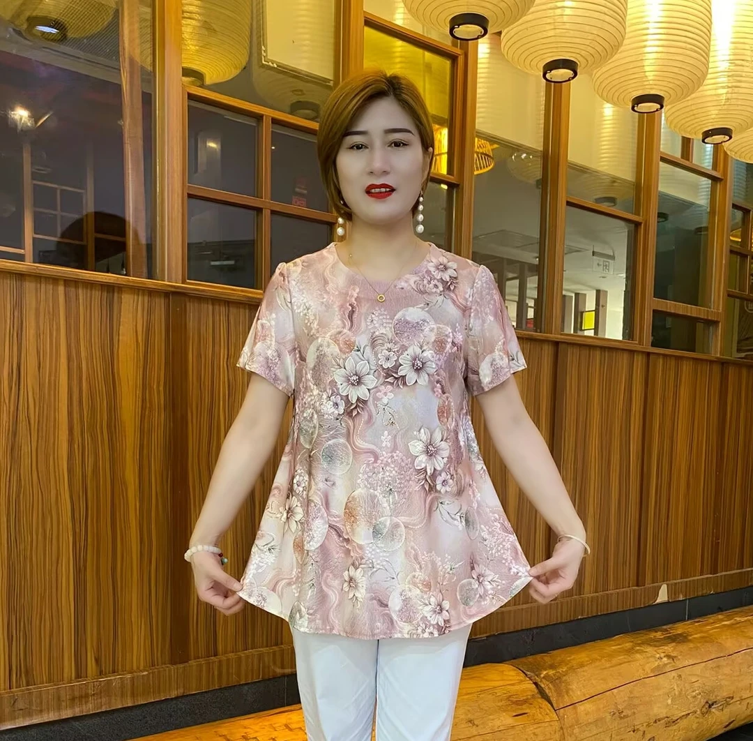 夏季新款时尚花朵气质减龄显瘦中长洋气衫