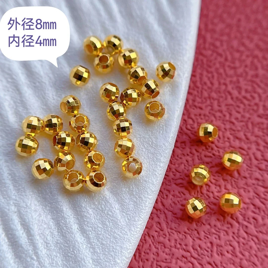 足银银制品 足银黄色【镭射转运珠】银制品