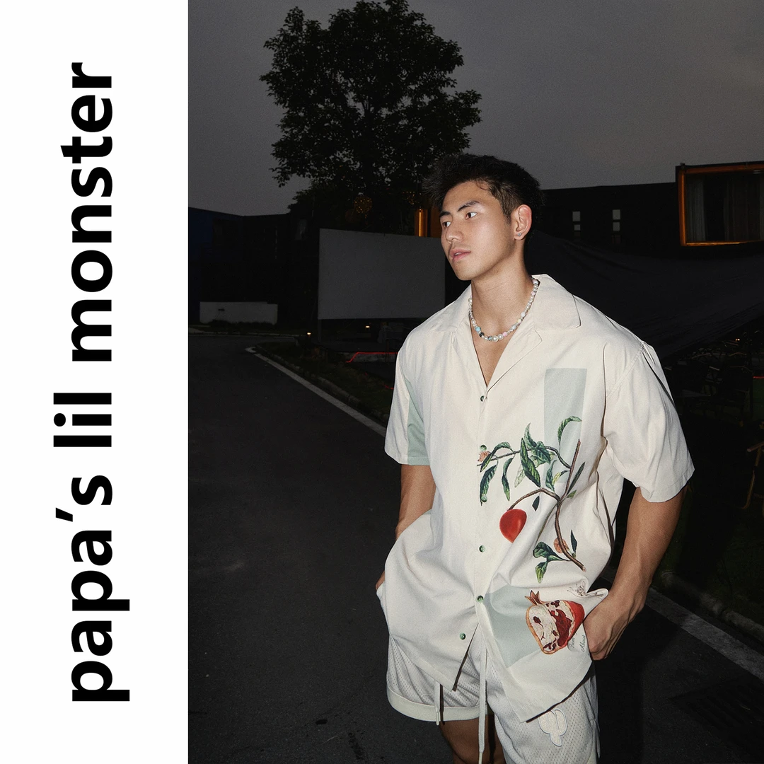 lil monster夏日海岛度假沙滩男衬衫 简约拼接度假户外洛杉矶风