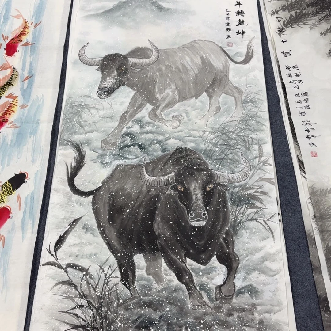 国画140×70牛气冲天手绘画画画