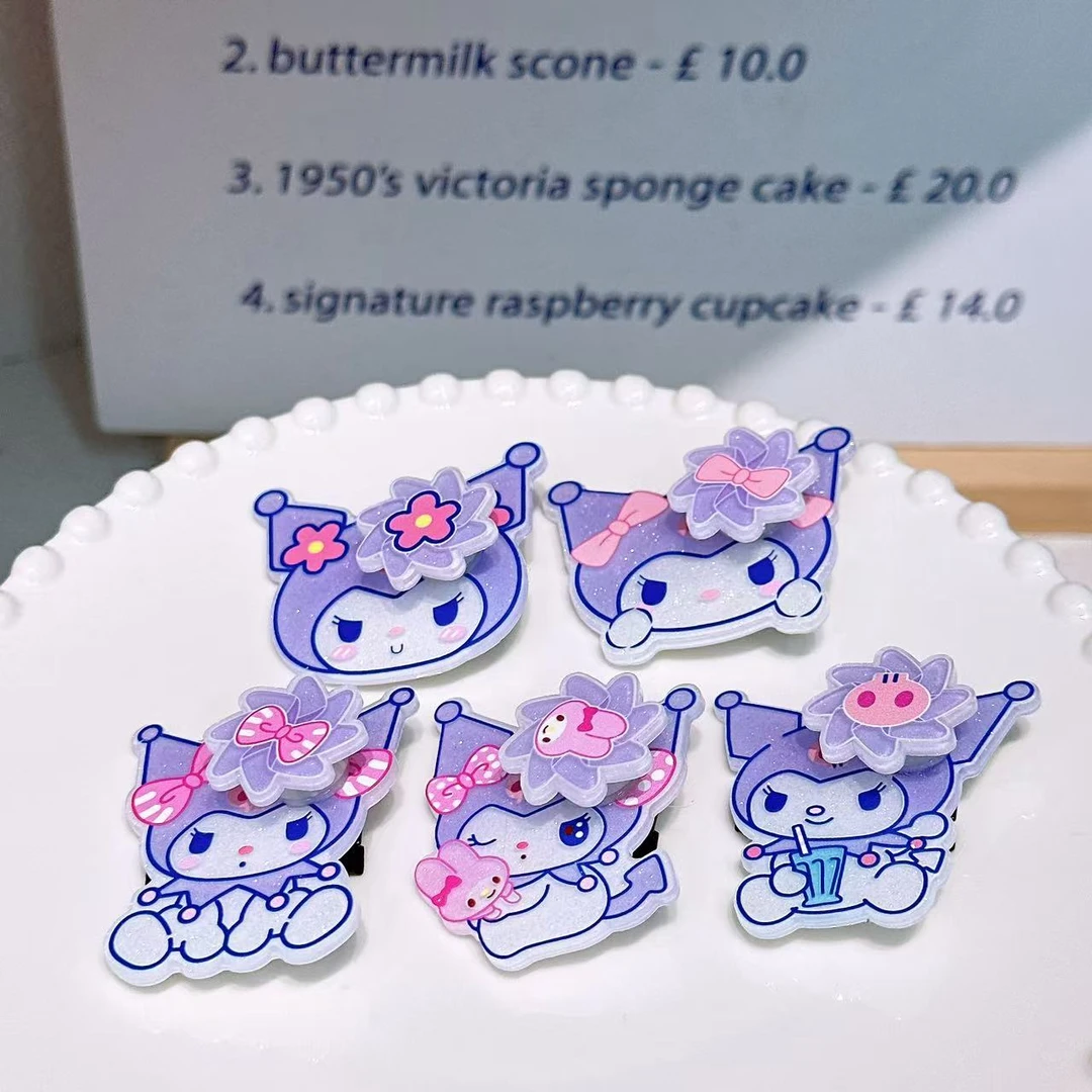 A-6962  d  紫库风车亚克力大配件可爱卡通碎发鸭嘴夹       发圈