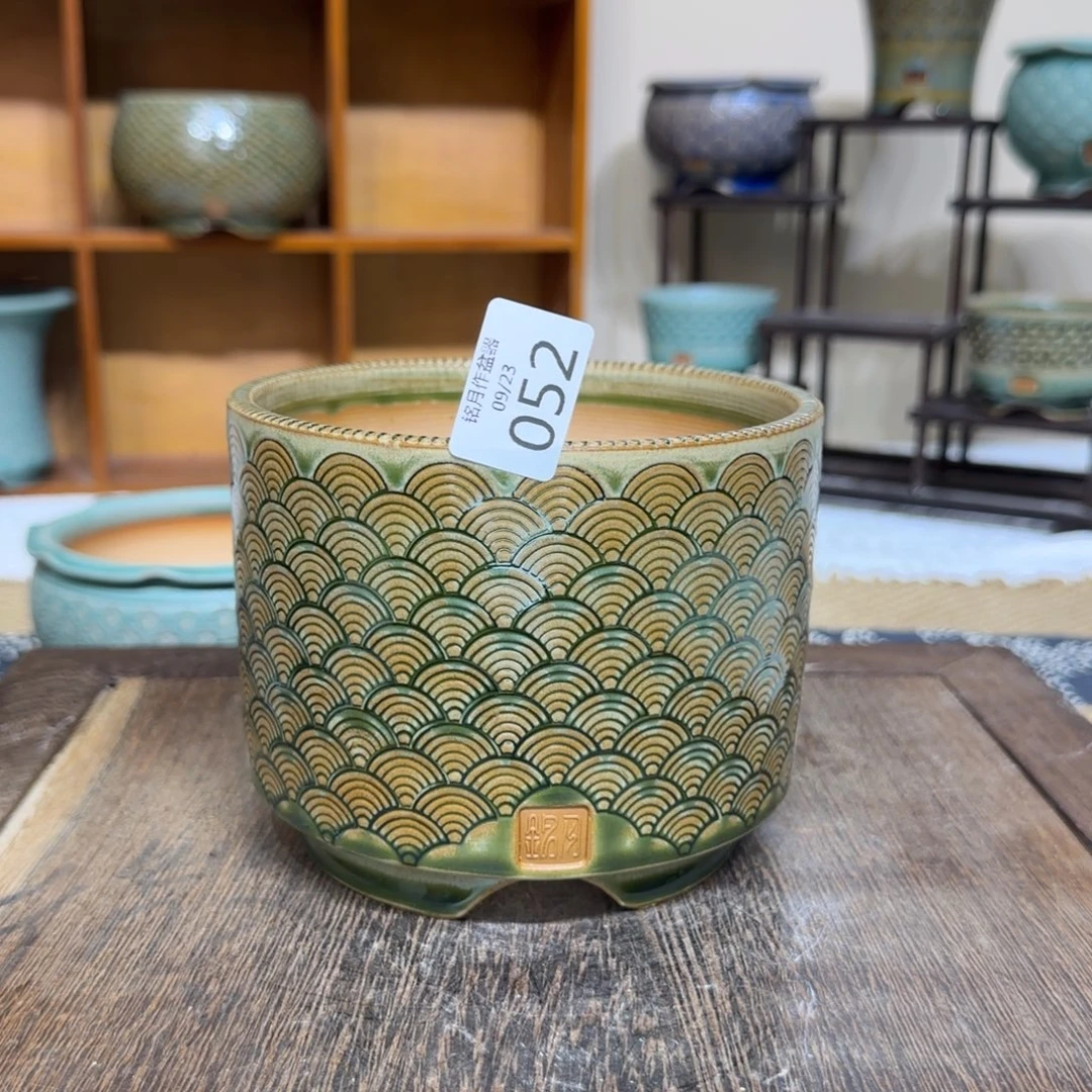 柳***叶手工花盆 052 内口口径 11.8cm