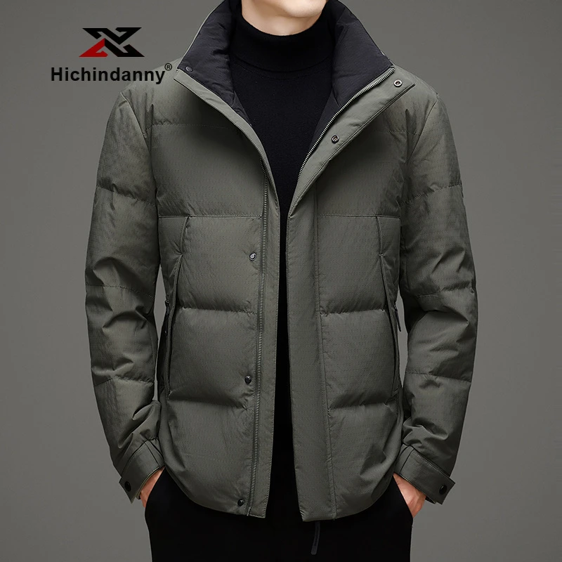 HICHIN白鸭绒羽绒服男士冬季新款加厚短款运动休闲立领冬装外套