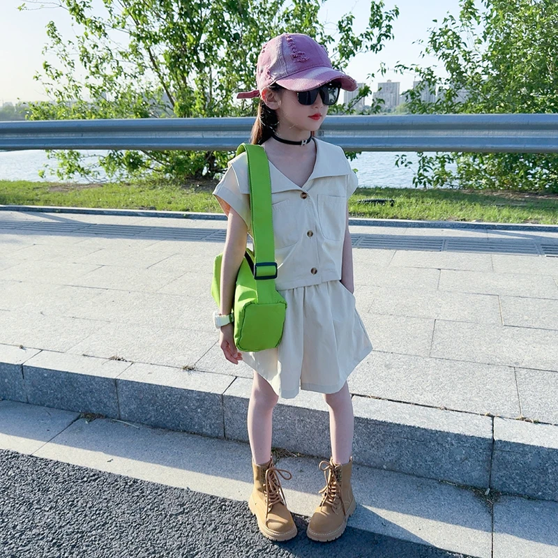 女童裙子夏2025新款女大童夏季套装儿童洋气夏装韩系高级感两件套