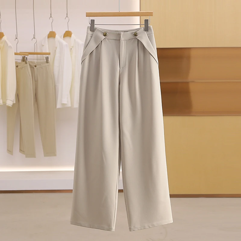 伍莎服饰云仓【妍】时尚修身高腰宽松休闲裤