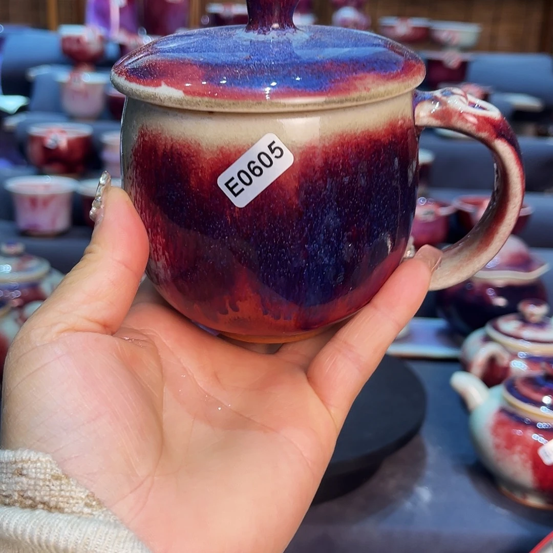 瓷片微瑕钧瓷主人杯摆件工艺品
