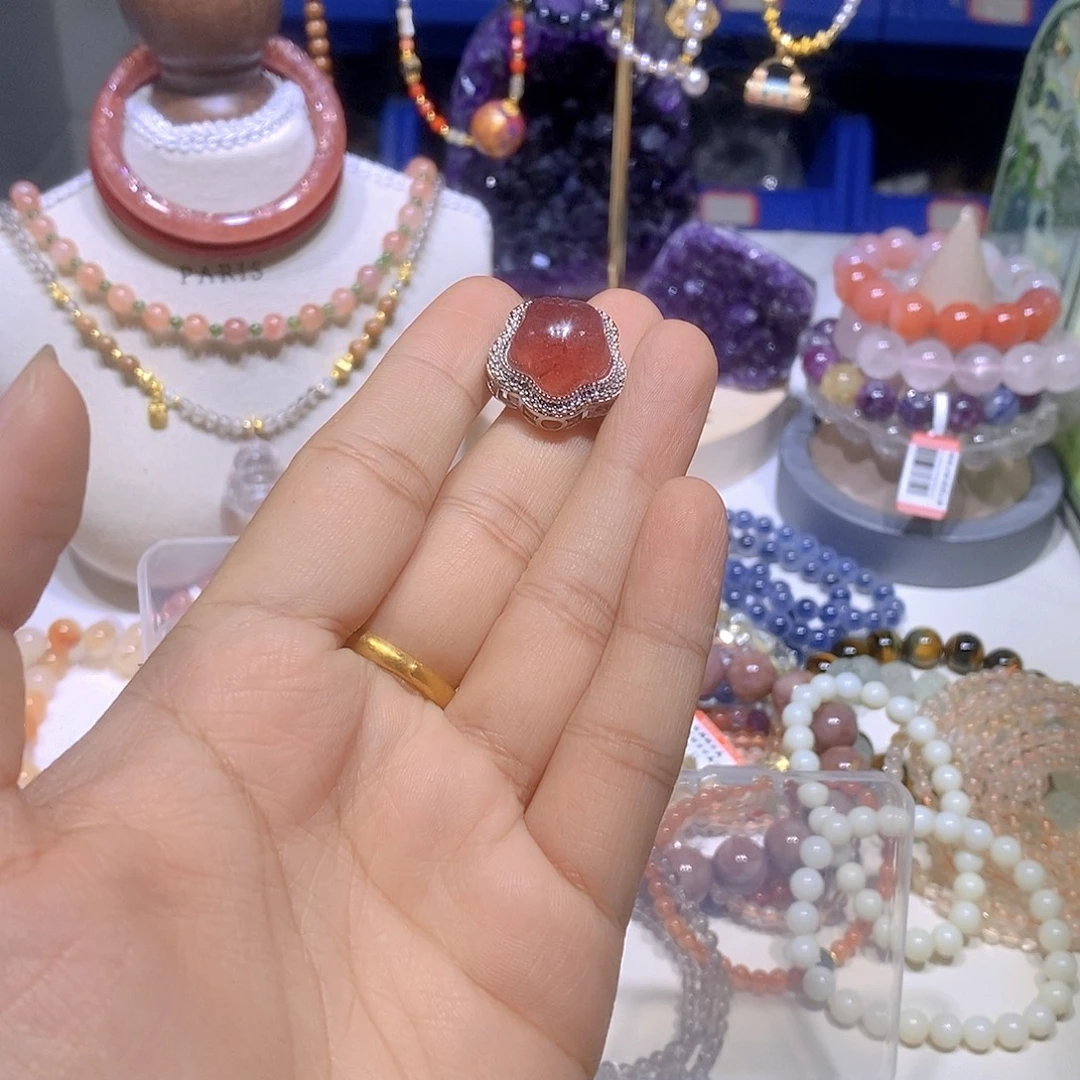 水晶耳饰未镶嵌草莓晶星星