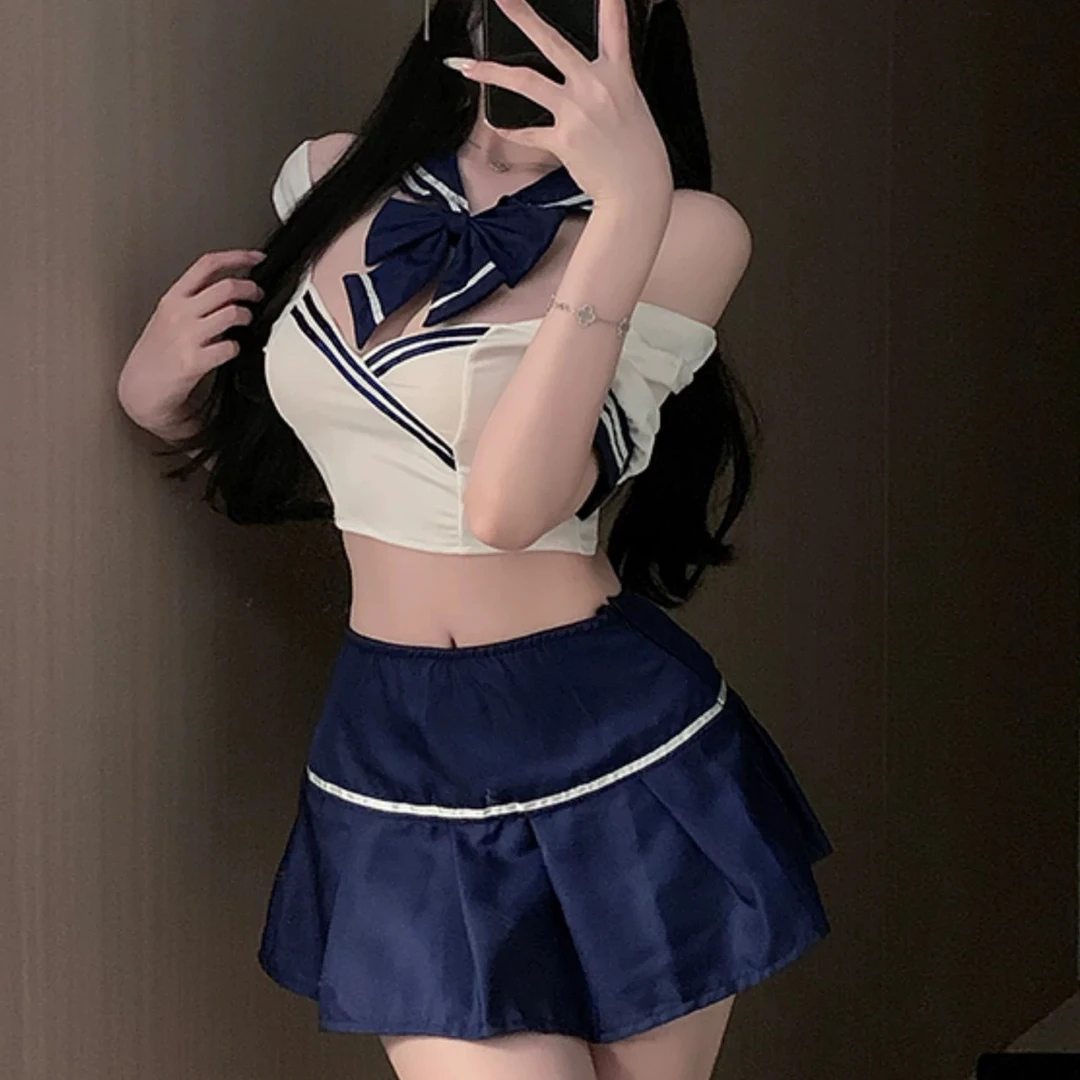 暗夜蜜语【至乐至爱】性感氛围感学院风纯欲辣妹镂空蝴蝶结睡衣睡裙