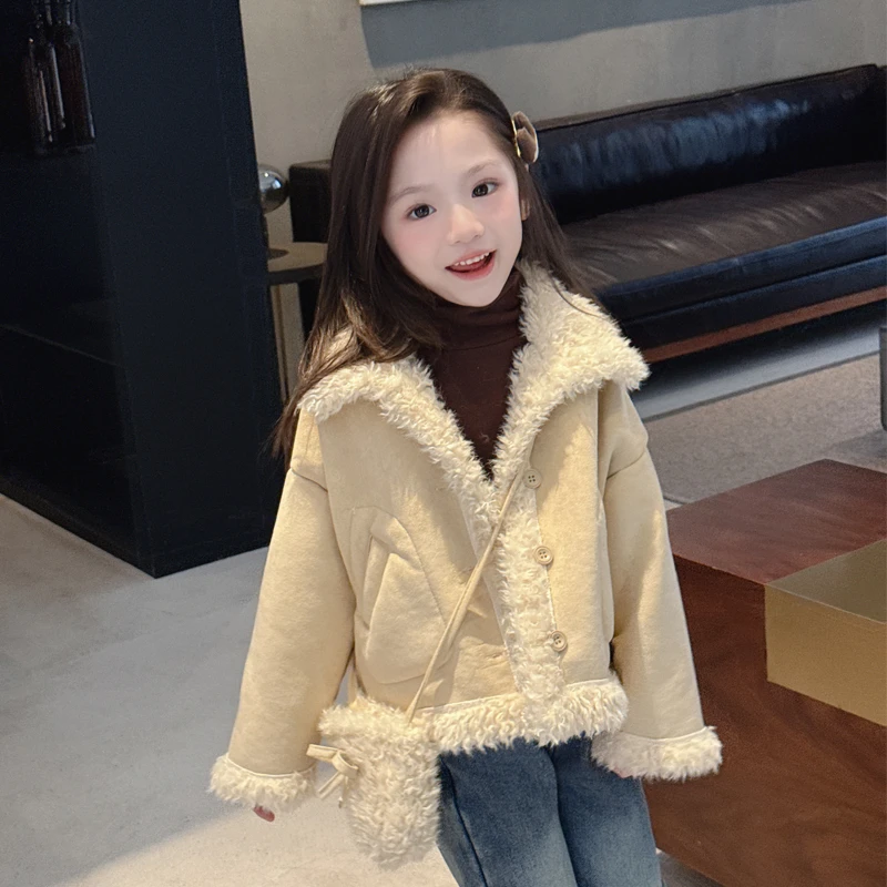 【绒乎乎】WWLL定制女宝宝秋冬装女童加绒外套宝宝加绒麂皮绒一体绒