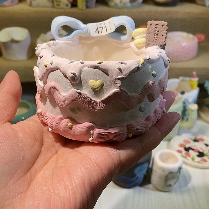 471 手工手绘花盆，满29包邮