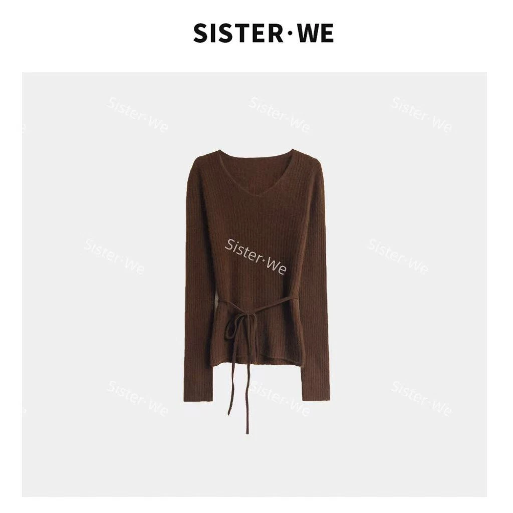【no退no换】薇姐【静舒】Sister·We设计感V领系绳上衣 5526 带腰带