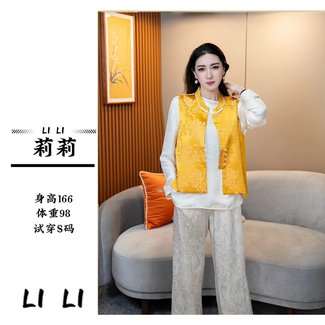 LIli-时尚百搭复古宽松中式中国风印花民族风马甲HF-870101