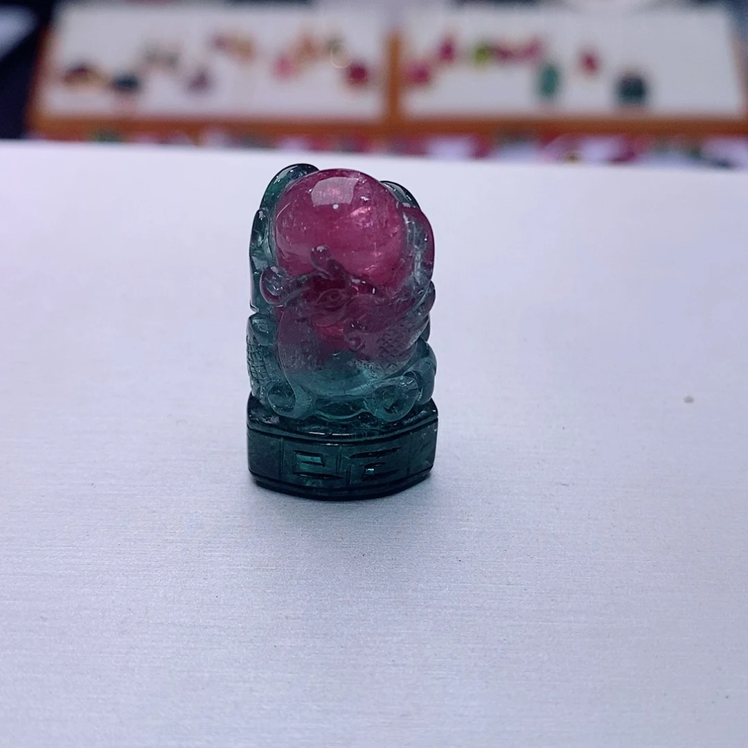 碧玺印章未镶嵌碧玺印章吊坠两用款