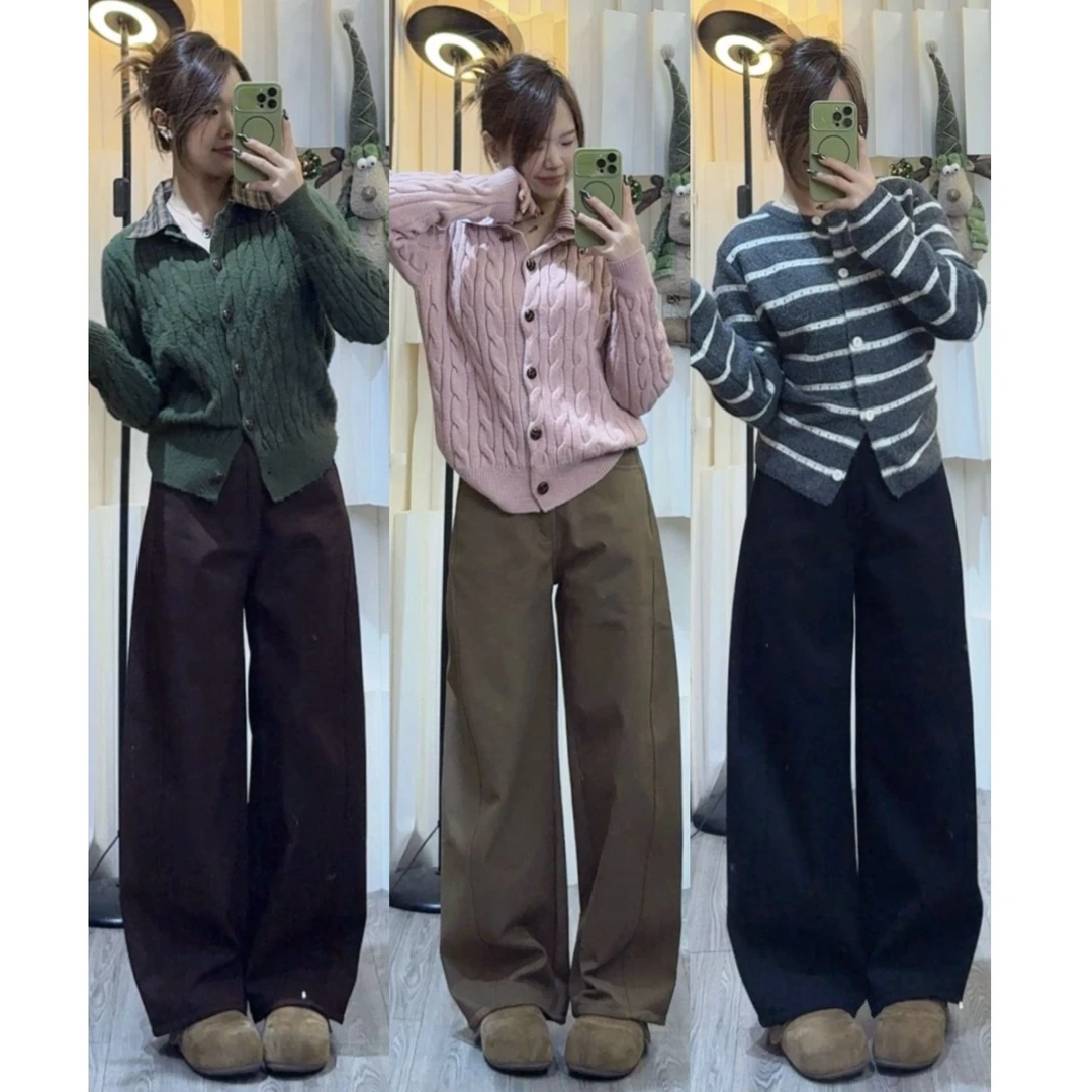 加绒加厚高奢秋冬款超遮跨显瘦弯刀阔腿裤百搭懒人裤11