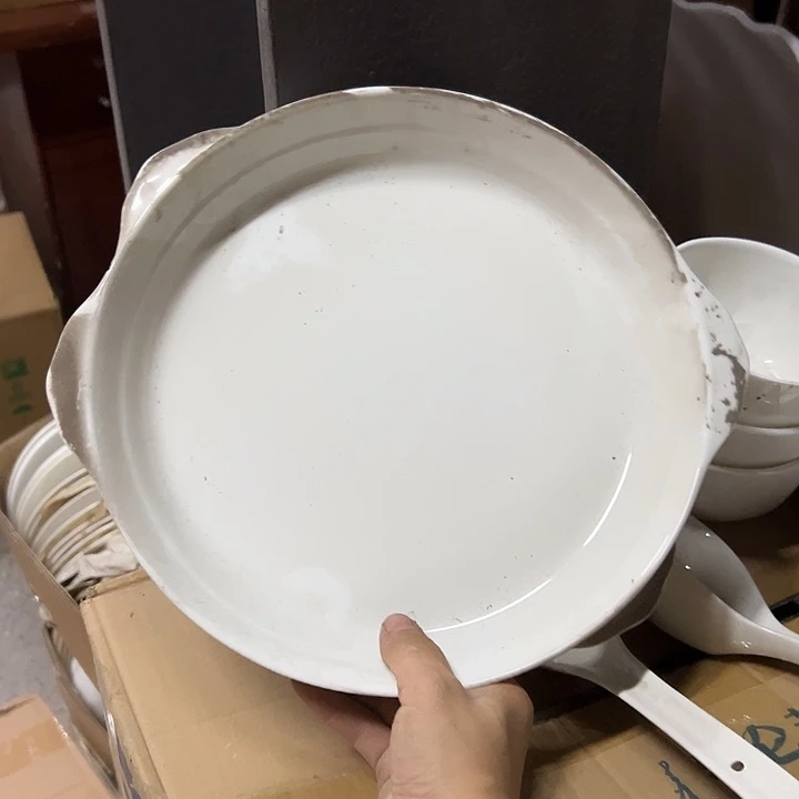 国营尾货骨瓷鲍鱼盘一对口径27