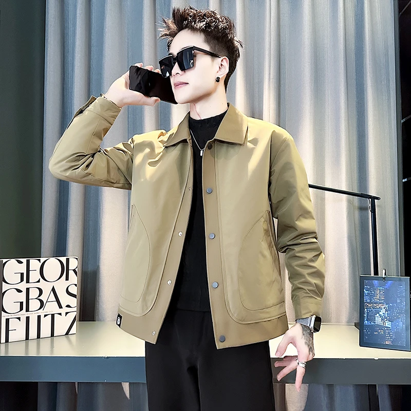 外套男款春秋季2025新款潮牌男装外衣高级感痞帅翻领男士休闲夹克
