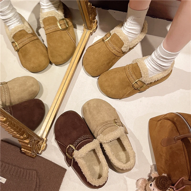 【陈秀秀女鞋】5CM内增高魔术贴欧若风舒适软底拼色加绒保暖勃肯鞋