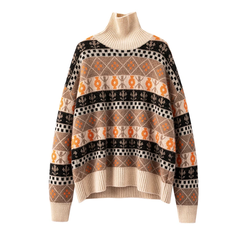 100纯山羊绒高领加厚保暖毛衣女