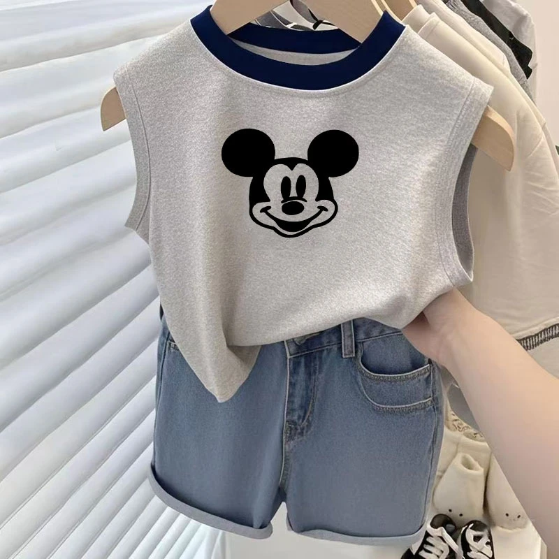 100%纯棉儿童无袖背心夏季2025新款洋气宽松t恤坎肩男女宝宝上衣t