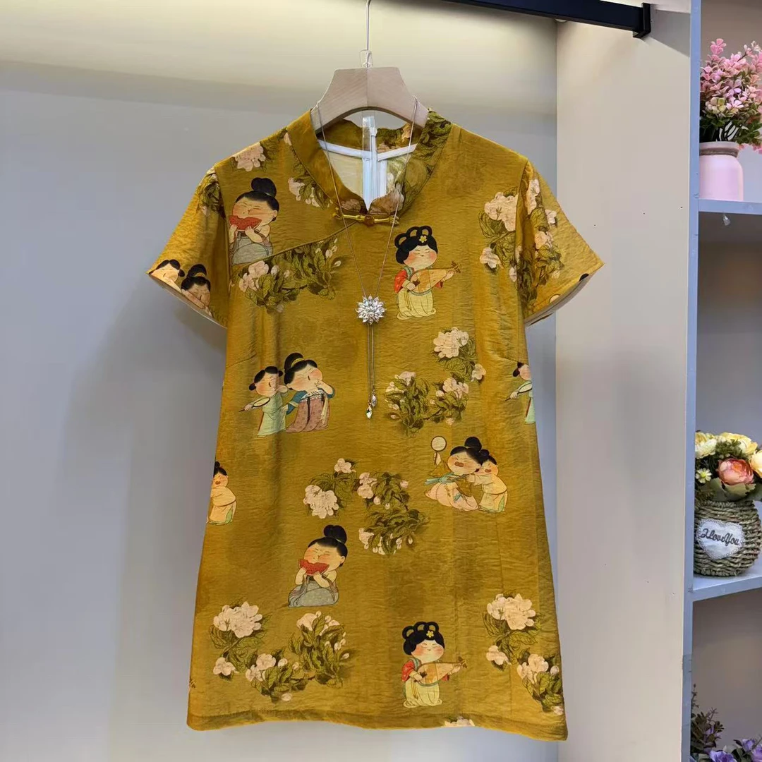 欧货夏2025新款大码女装新中式盘扣气质显瘦复古风大衫