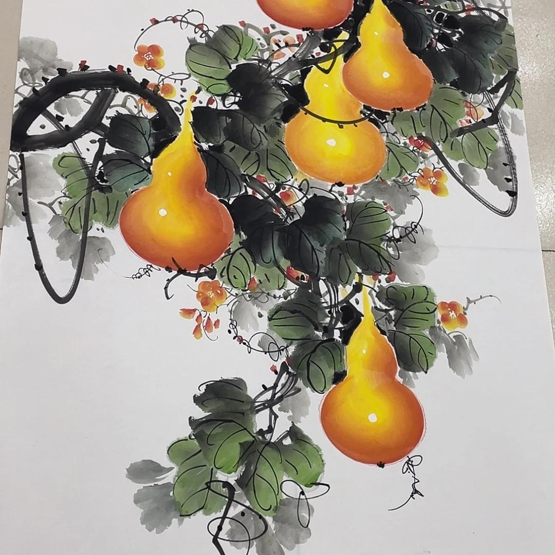国画纯手绘的花鸟山水