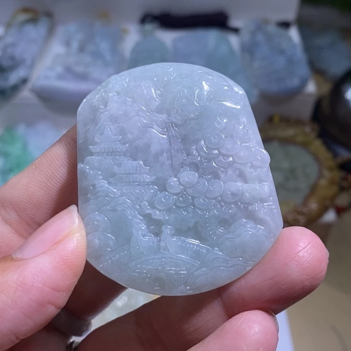 【闪购商品】颈饰未镶嵌翡翠卧**泉山水