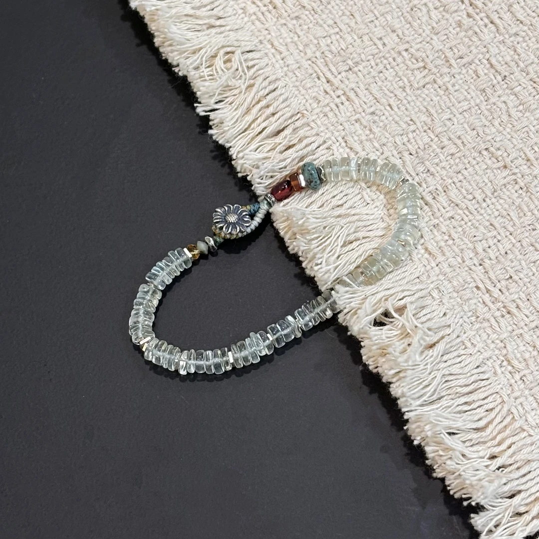 925银手链 【雏菊】原创设计百搭甜美精致时尚气质轻奢简约绿色手链