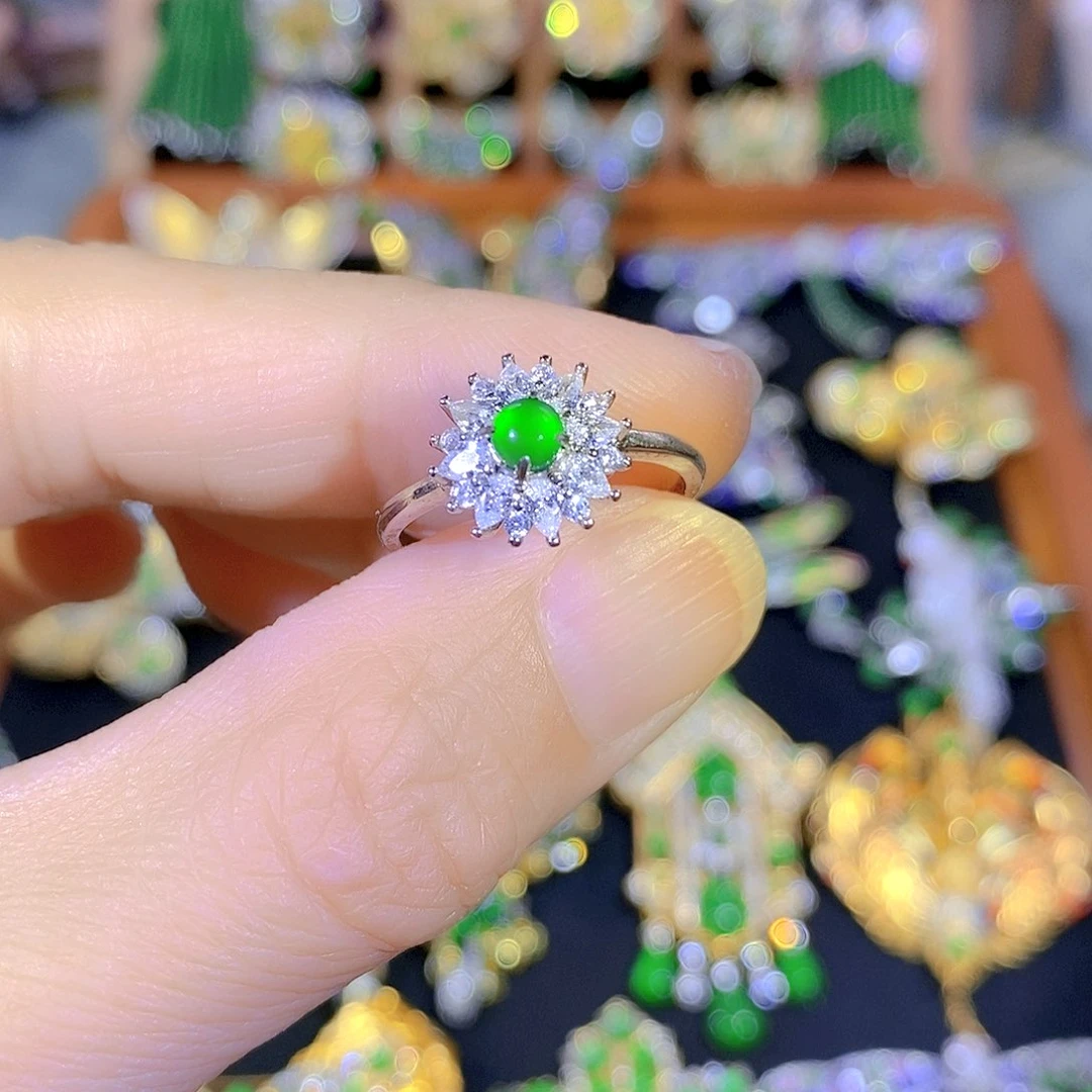 吊坠(不含链)银S925镶嵌翡翠