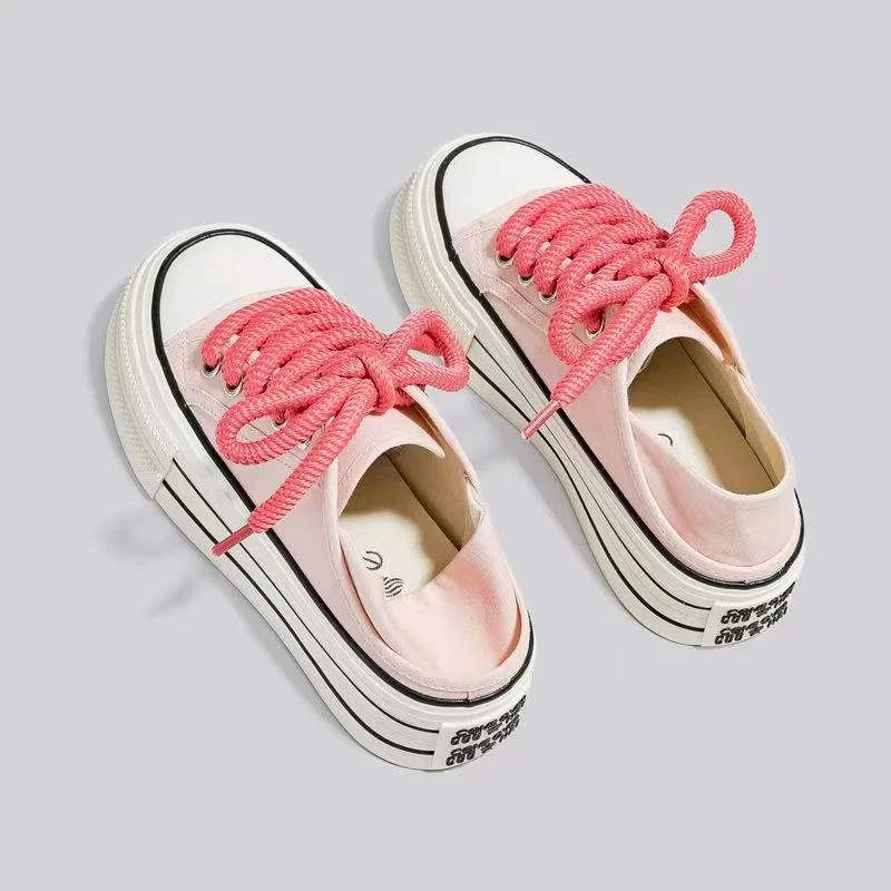 TP322 休闲帆布鞋女2025夏季新款厚底增高两穿小白鞋百搭透气女鞋