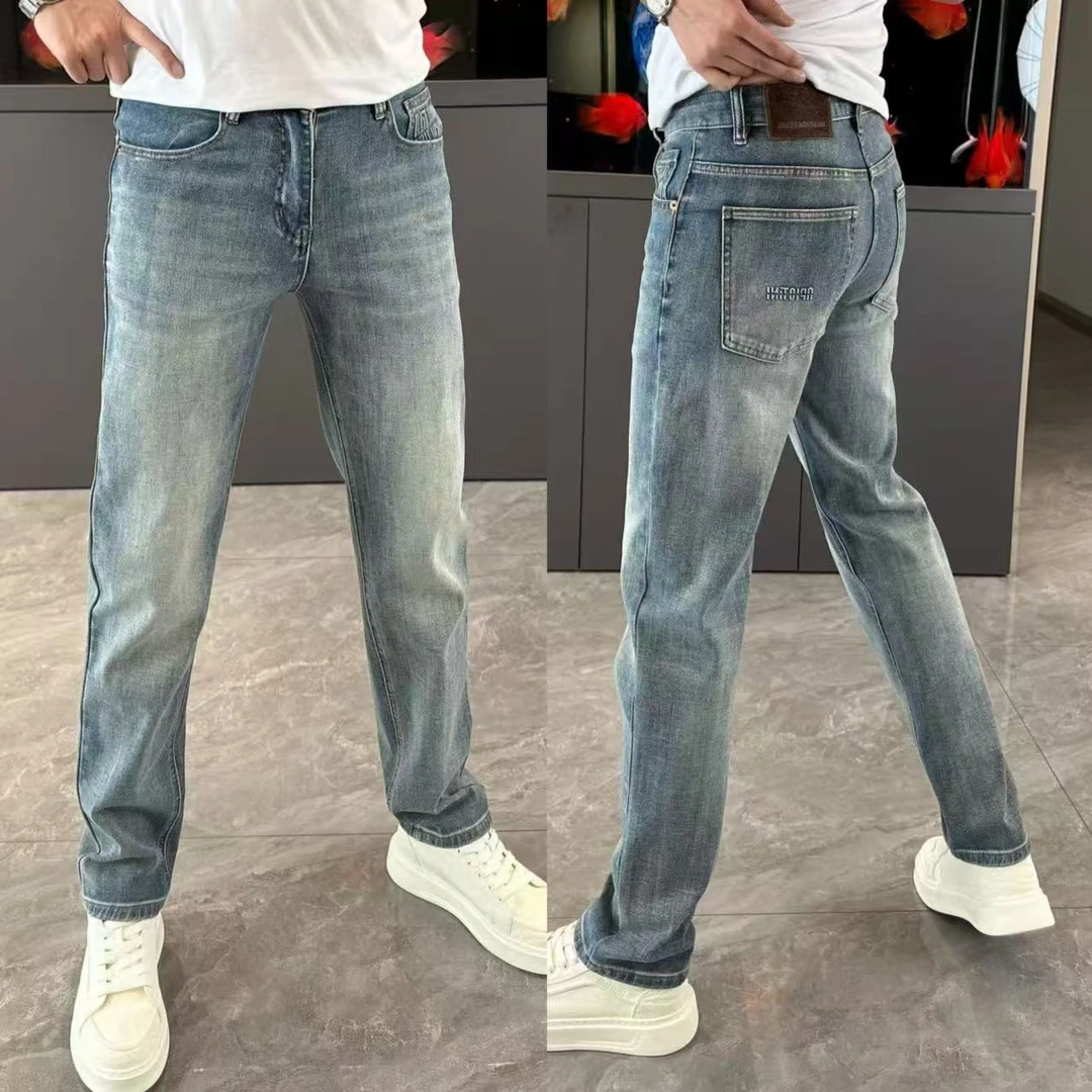 男士宽松显瘦直筒裤男时尚简约百搭牛仔裤男潮流修身男士水洗长裤