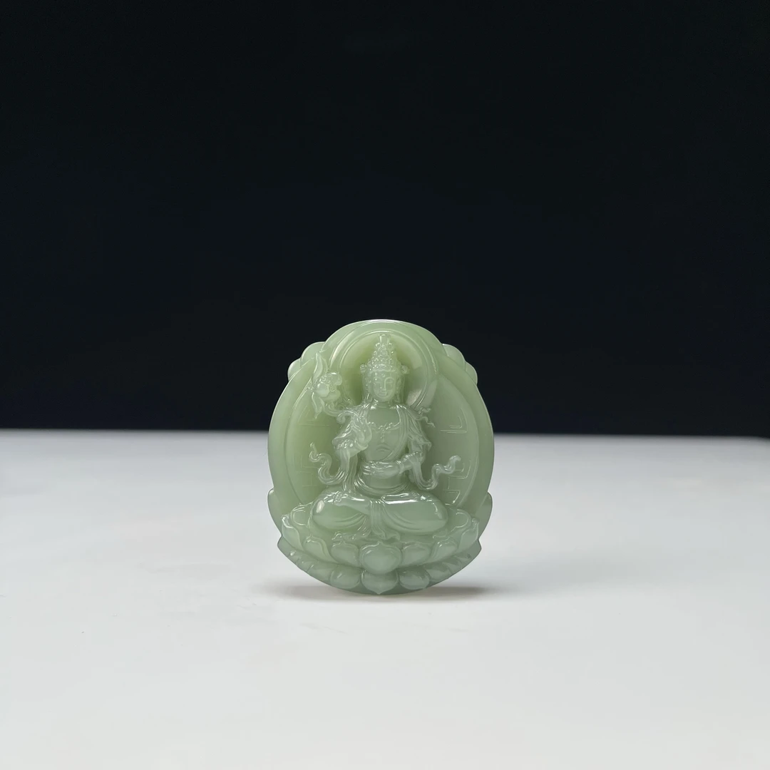 【豫人豫品】 和田玉吊坠碧玉观音a15