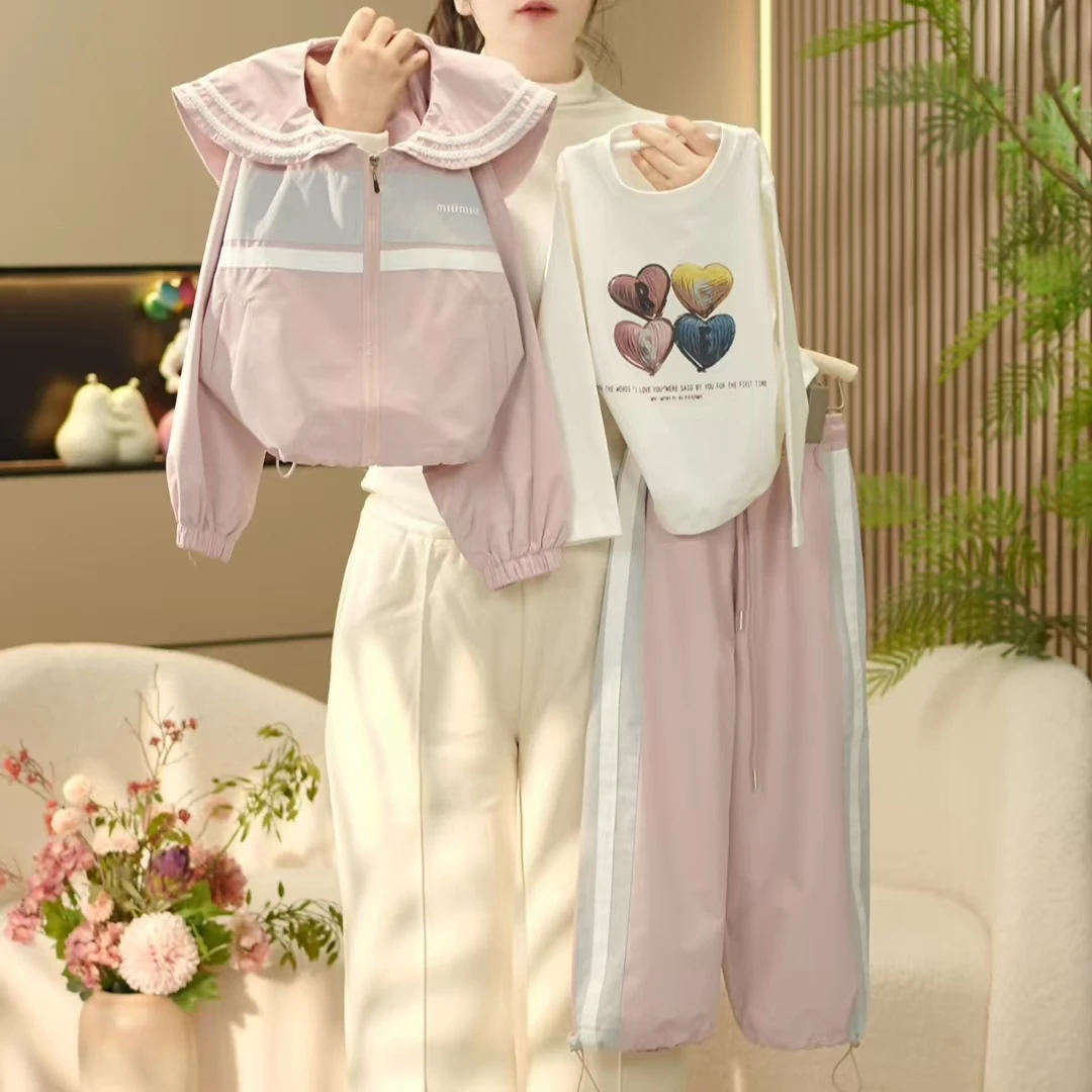 boboe/波波鹅2025春季新款套装女童时尚休闲外套+裤子—Y4123