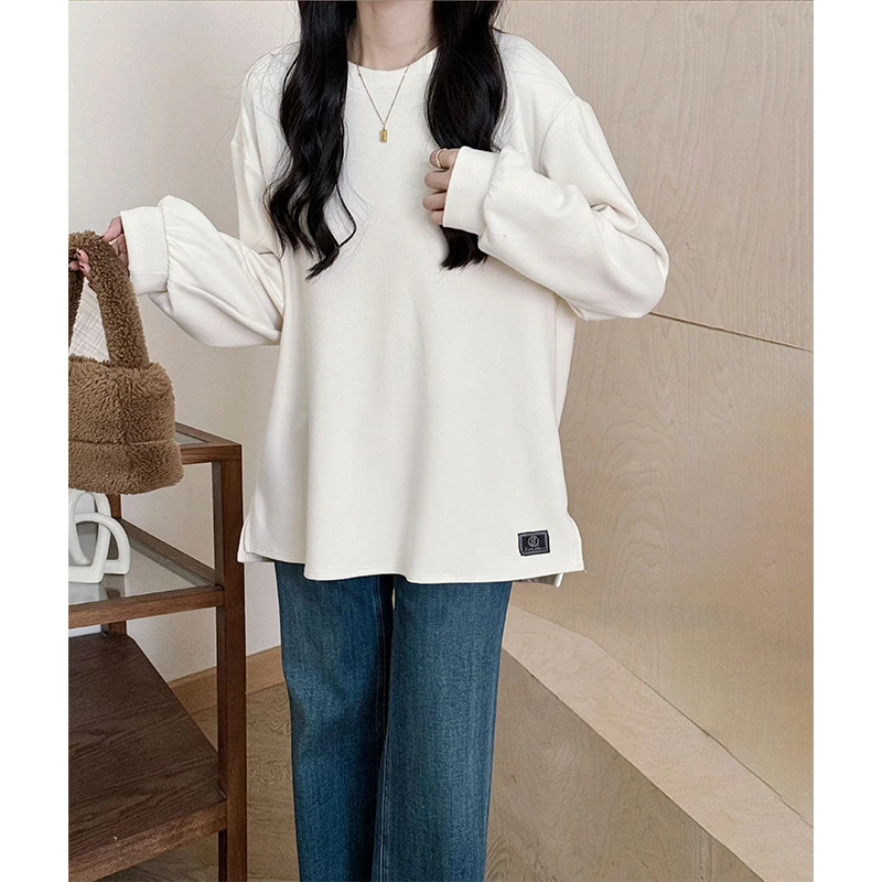 “甜心日记”韩系慵懒风双边开叉「软驼绒·云感慵懒大版T」YQ183-FYZ