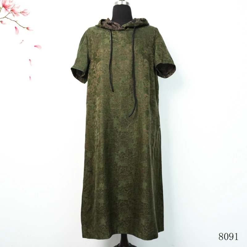 XY 2025春夏新款两面穿连帽国风连衣裙女8091