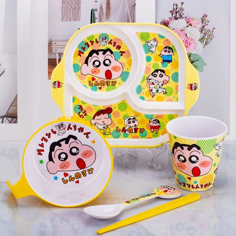 蜡笔小新可爱餐具儿童饭碗宝宝餐盘家用学生吃饭碗盘子耐倒幼儿园