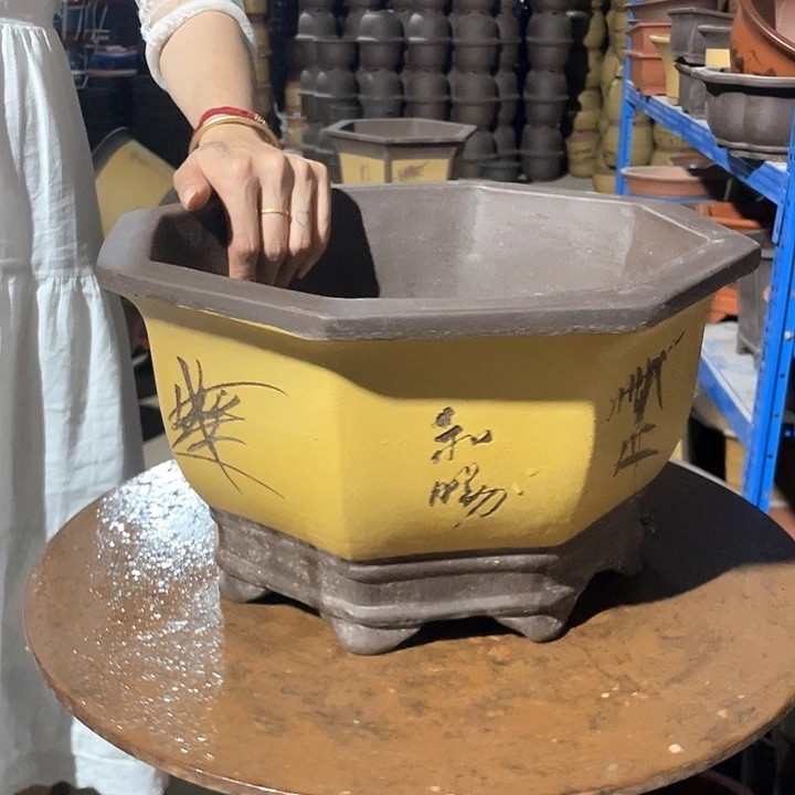 和**家36黄色八方花盆花盆花盆