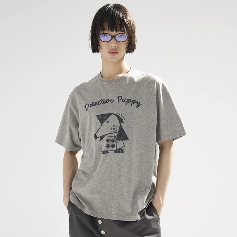 官方直营Epide Prefab侦探Puppy小狗腊肠印花木质钮扣短袖T恤TEE