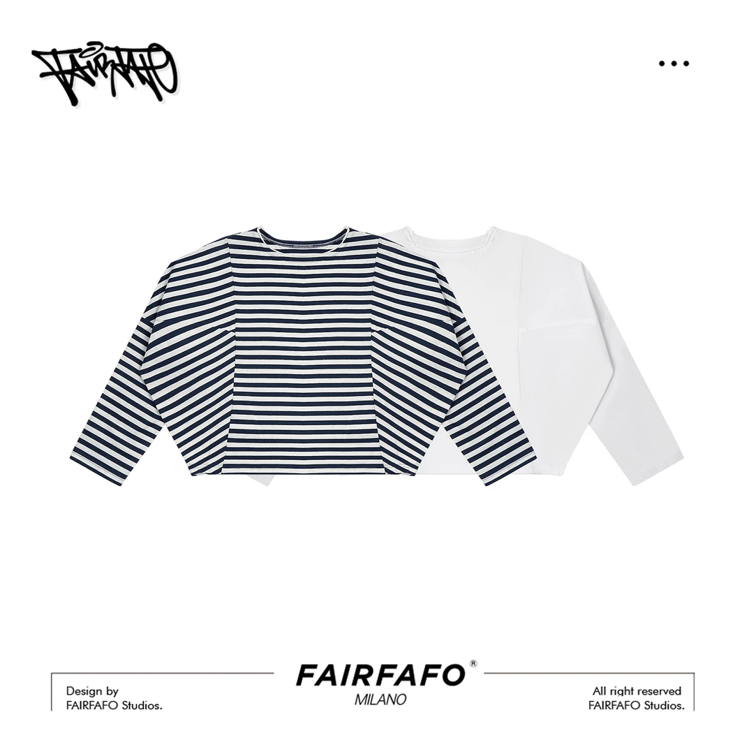 【慵懒廓形长袖衫】YSCX57250早秋新款宽松显瘦日常百搭条纹长袖T恤